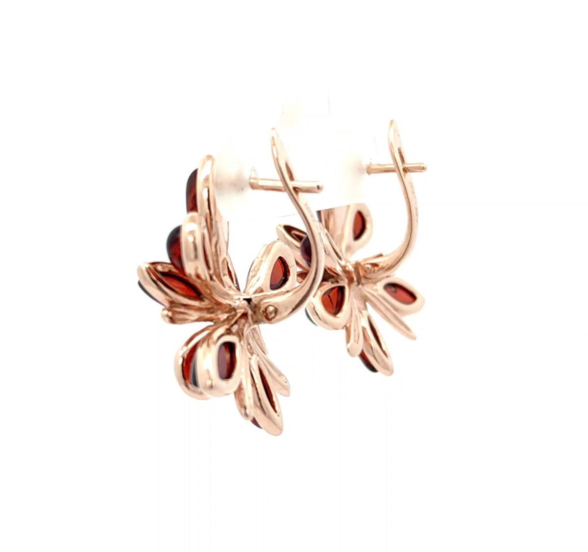 Cognac Baltic Amber Floral Statement Earrings