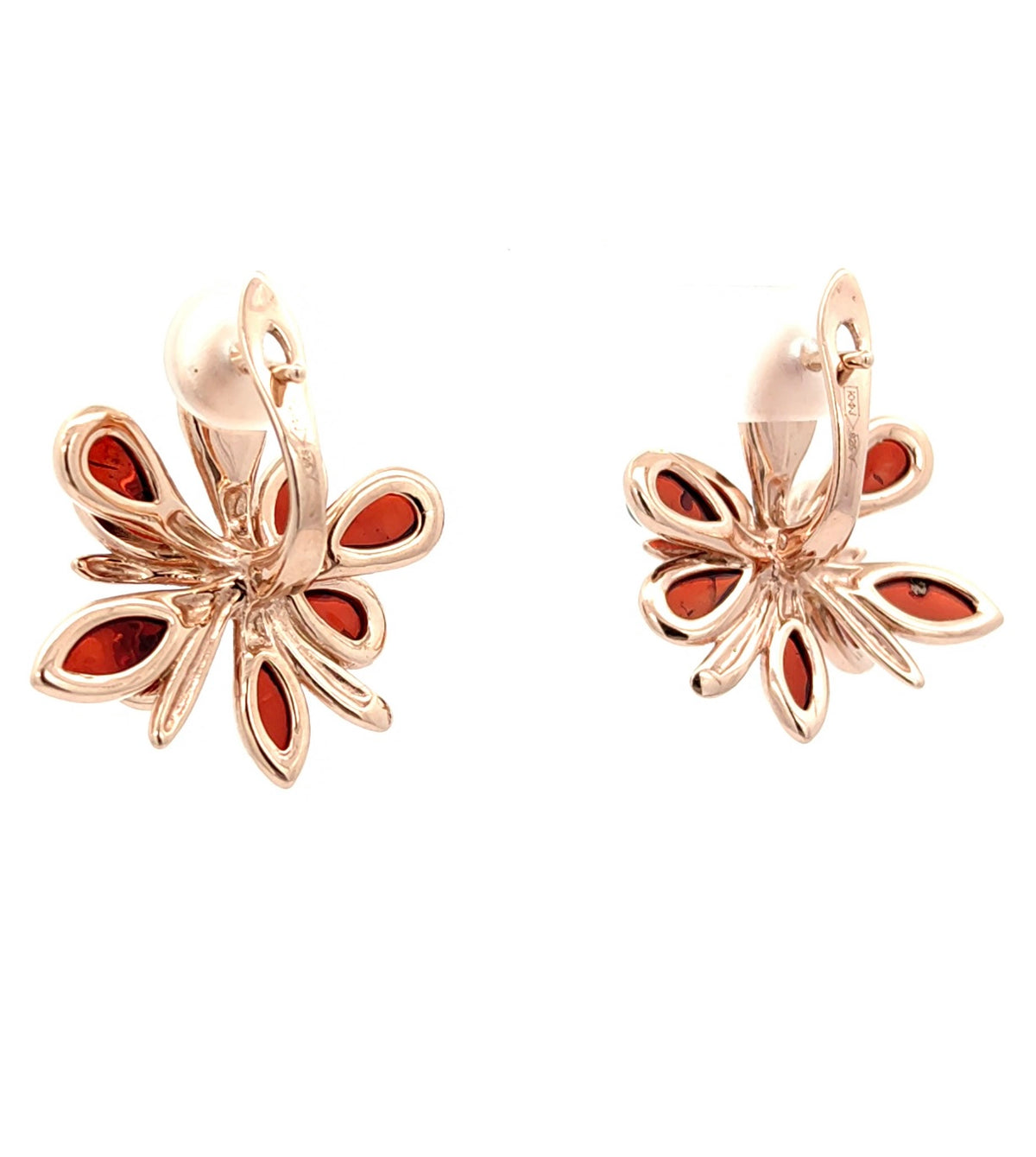 Cognac Baltic Amber Floral Statement Earrings