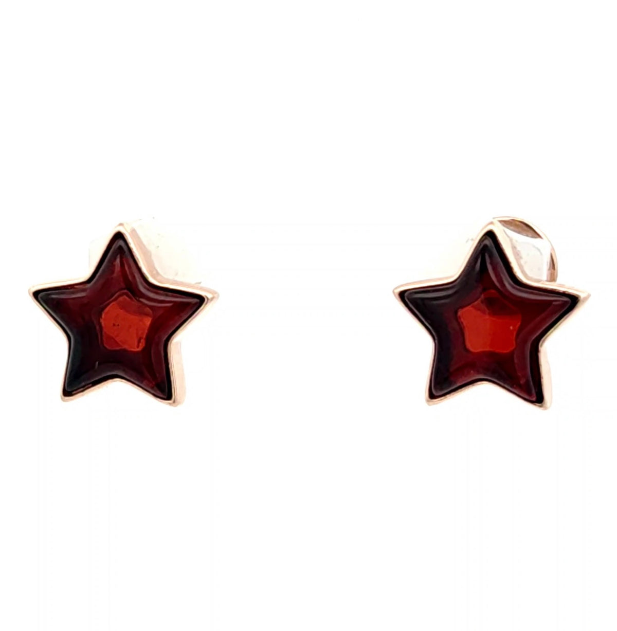 Cognac Baltic Amber Star Stud Earrings