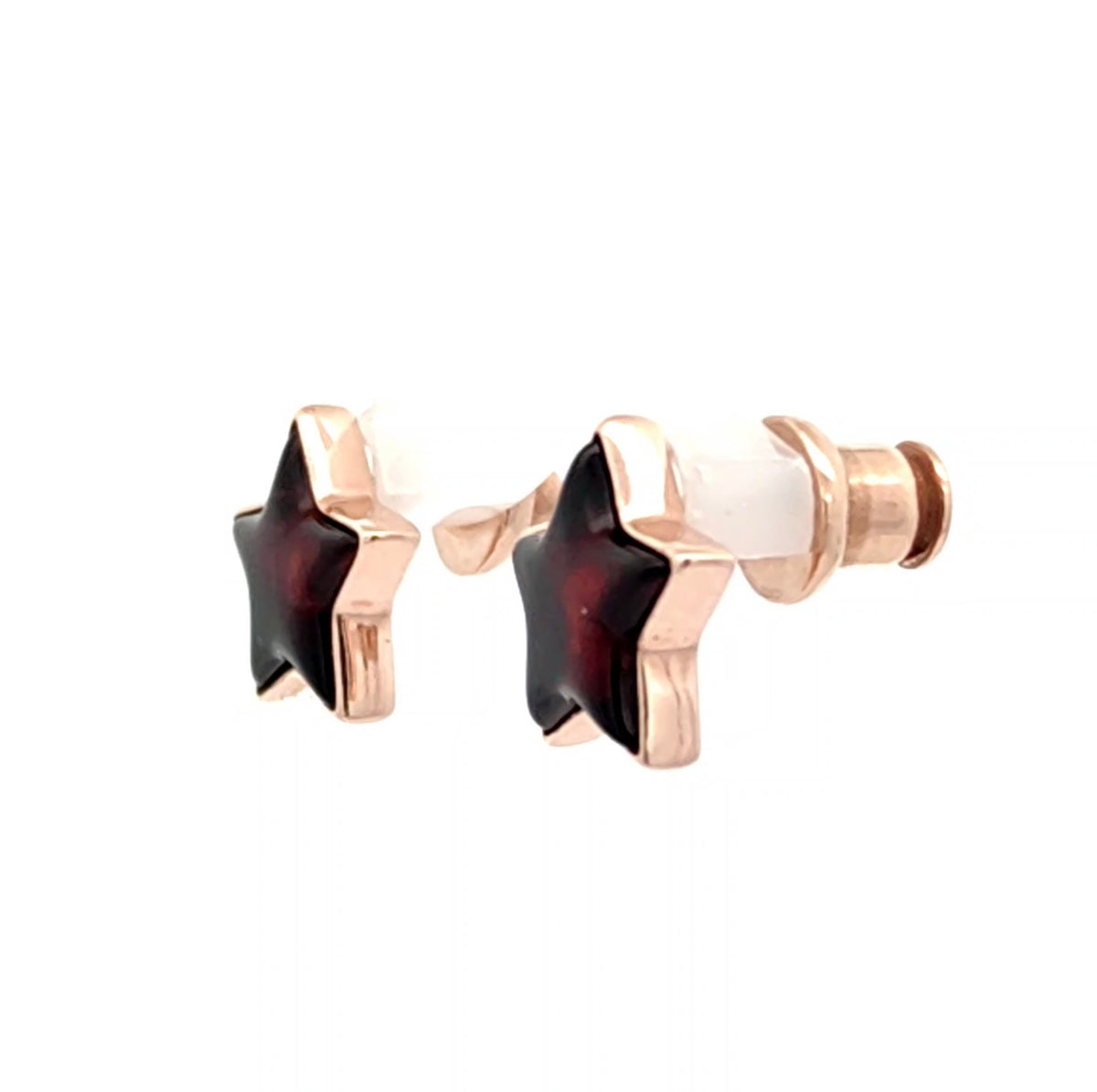 Cognac Baltic Amber Star Stud Earrings