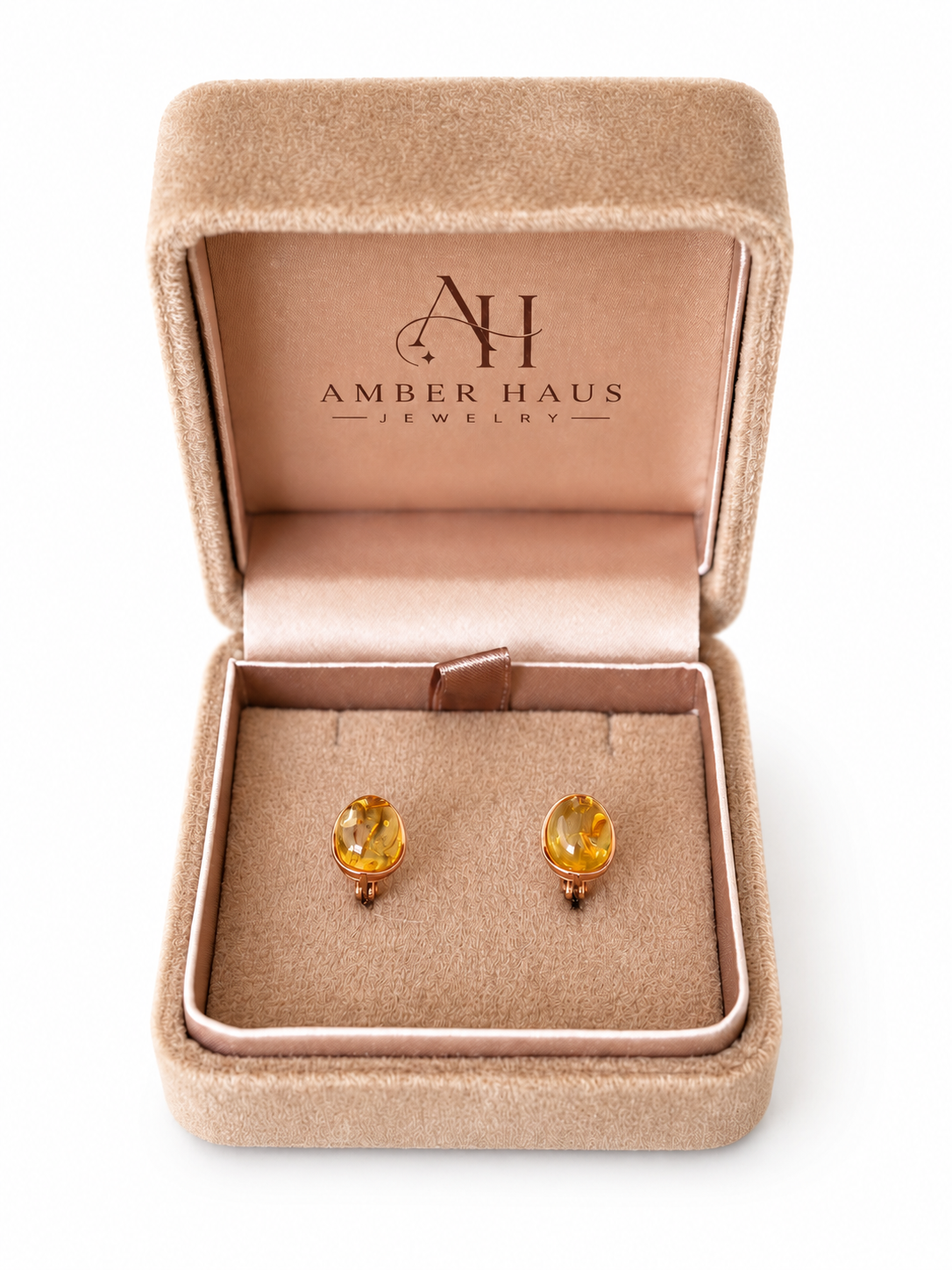 Honey Baltic Amber Oval Leverback Earrings