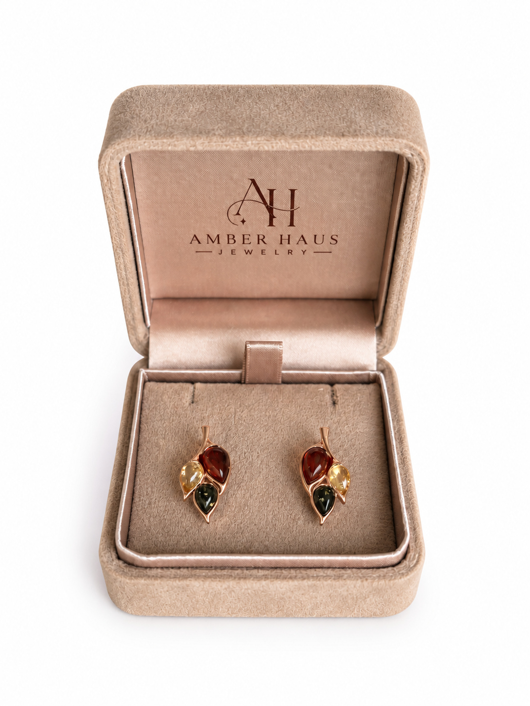 Multicolor Baltic Amber Triple Drop Earrings
