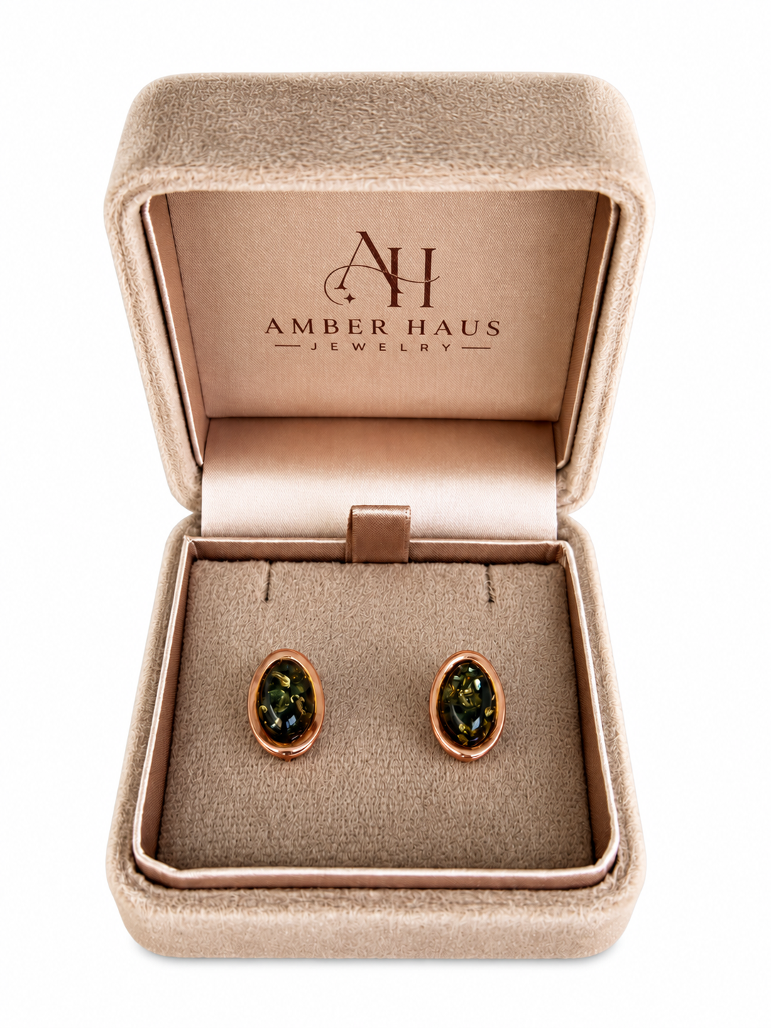 Petite Green Baltic Amber Oval Earrings