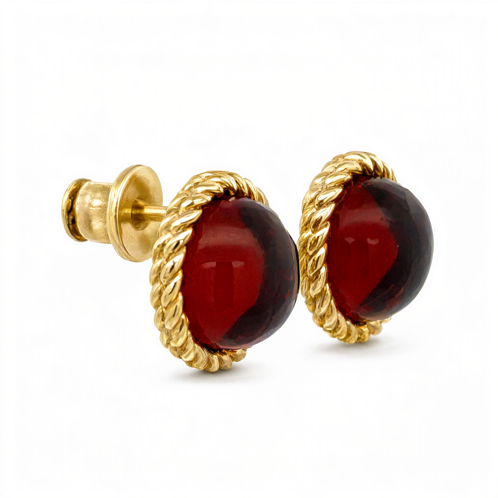 Baltic Amber Round Stud Earrings – Honey & Cognac