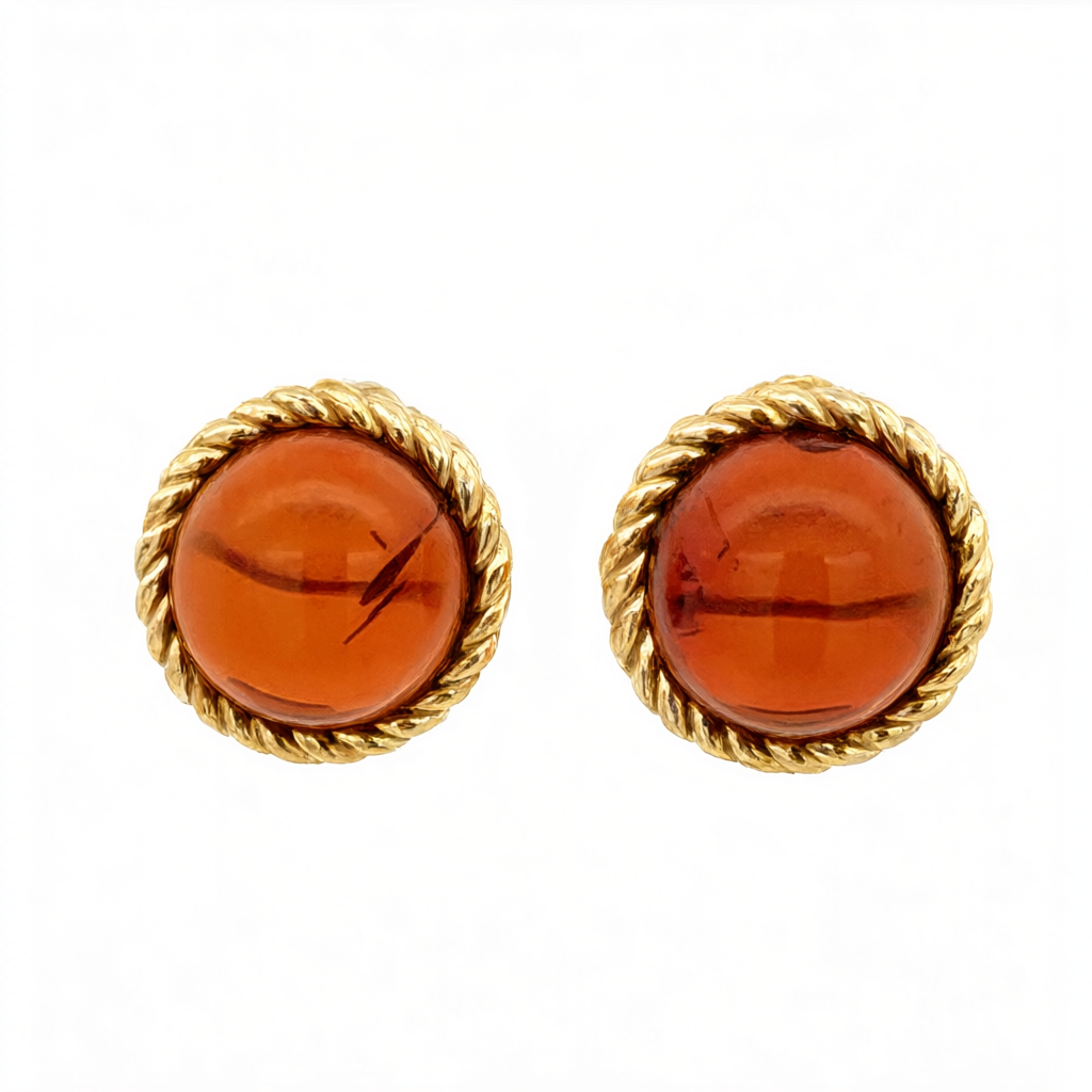 Baltic Amber Round Stud Earrings – Honey & Cognac