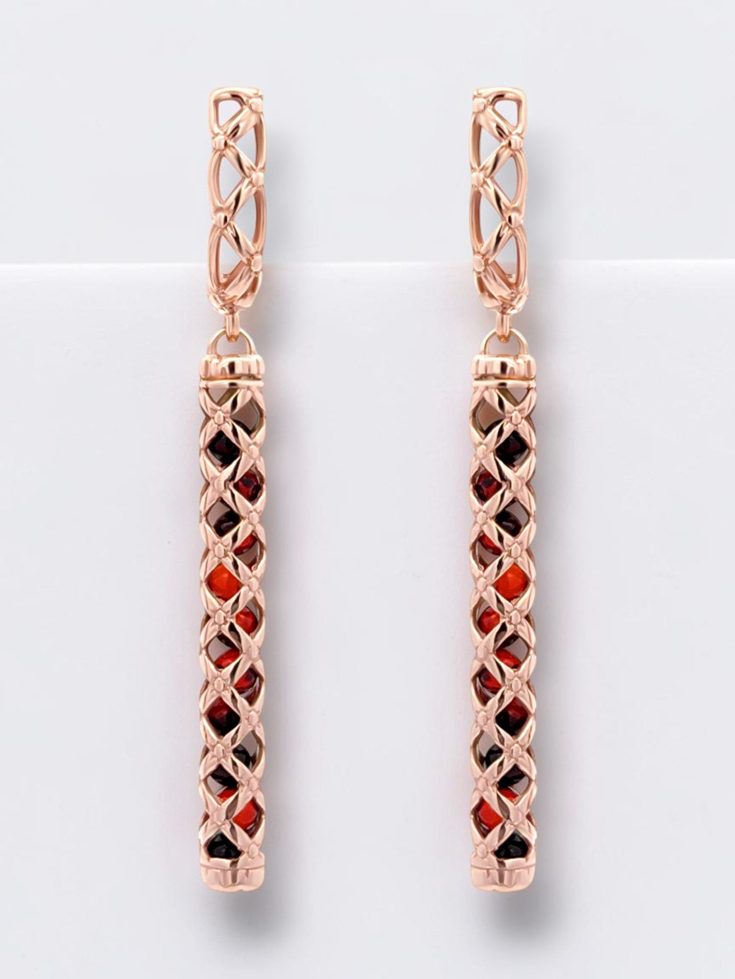 Natural Baltic Amber Long Drop Earrings in 925 Sterling Silver